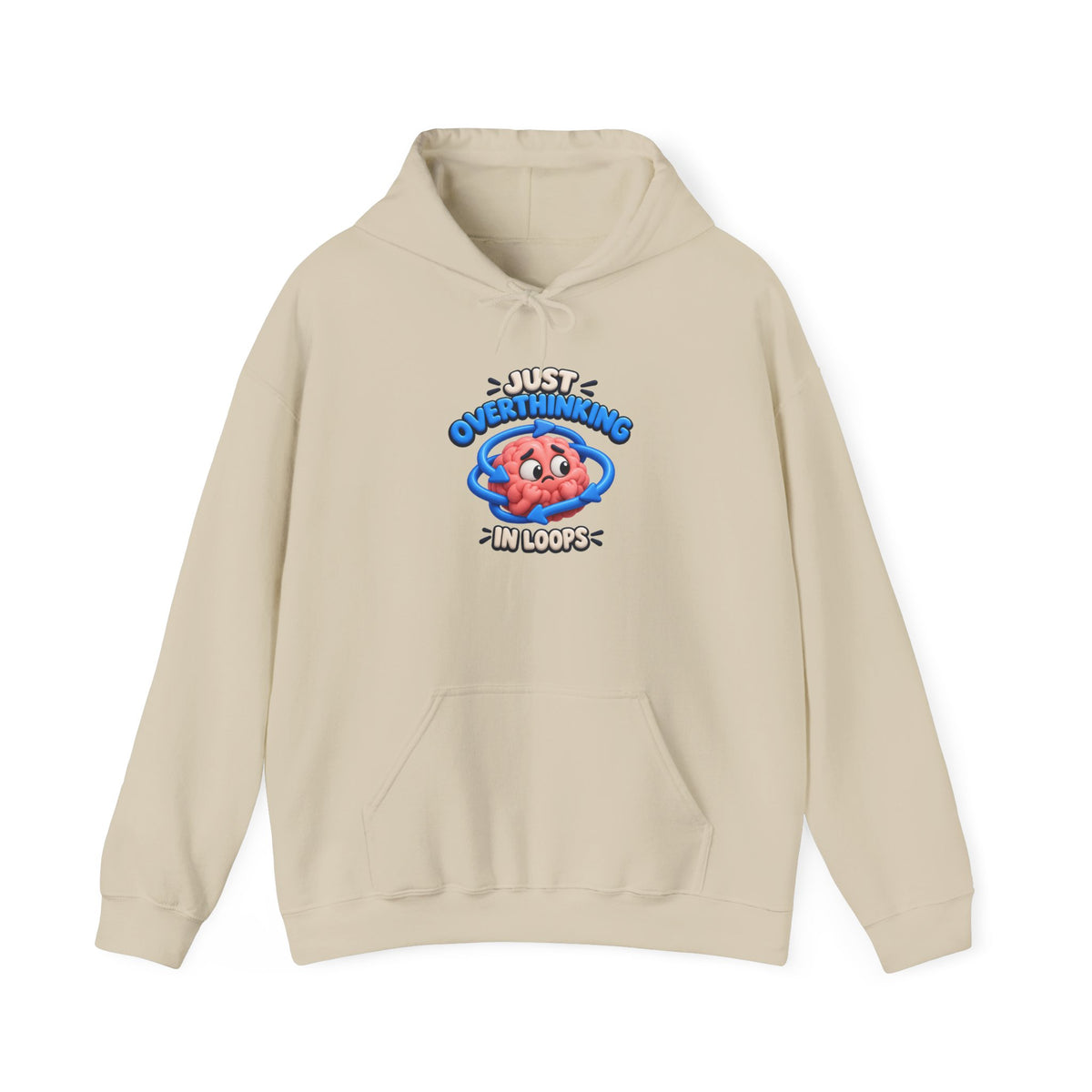 Overthinking Brain Hoodie - "Just Overthinking in Loops" Graphic Sweatshirt