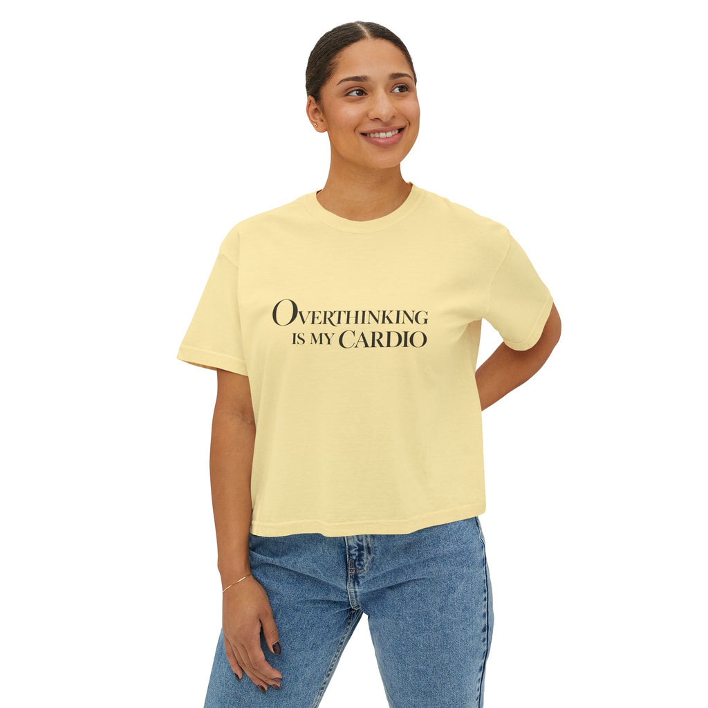 Overthinking Is My Cardio Boxy Tee - Women's Graphic Crop T-Shirt