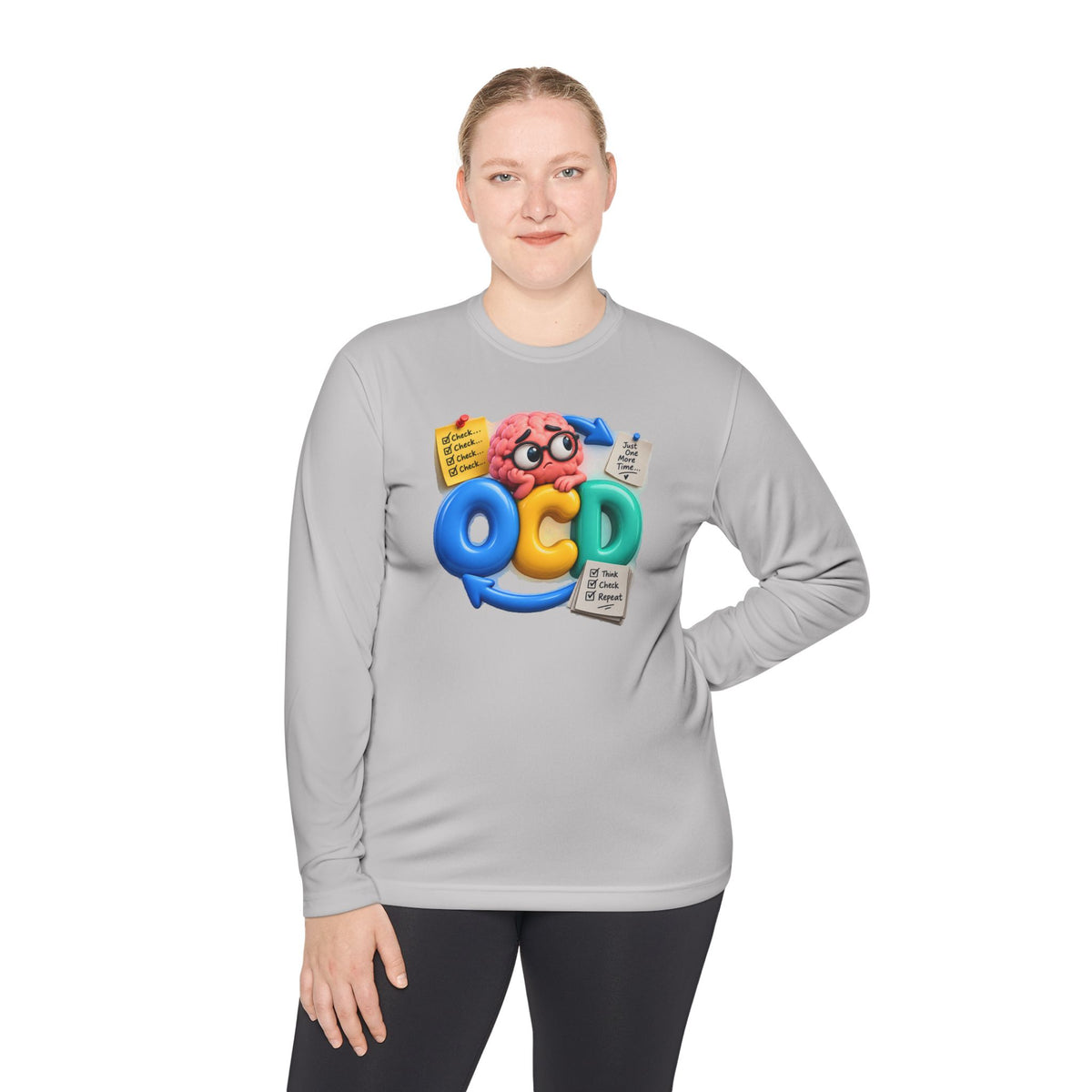 OCD Brain Cartoon Long Sleeve Tee - Cute Mental Health Awareness Shirt