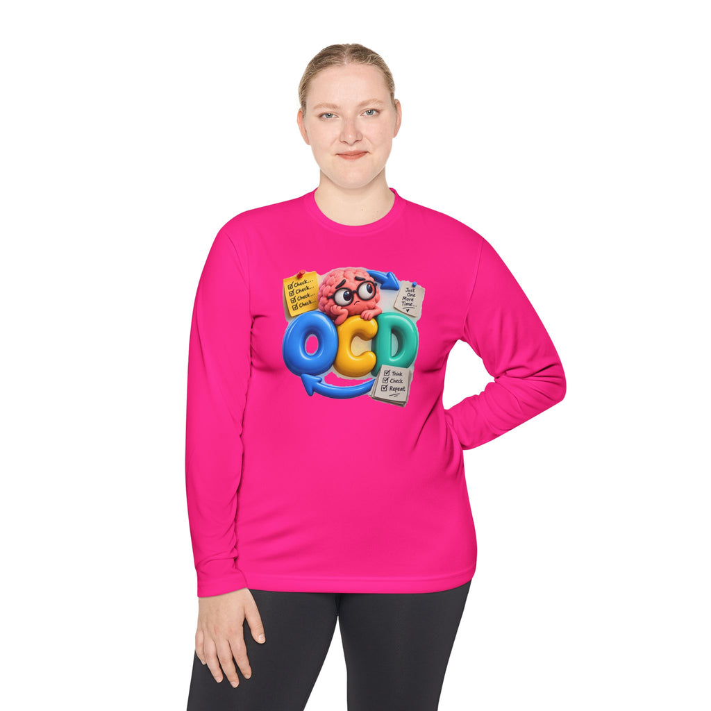 OCD Brain Cartoon Long Sleeve Tee - Cute Mental Health Awareness Shirt