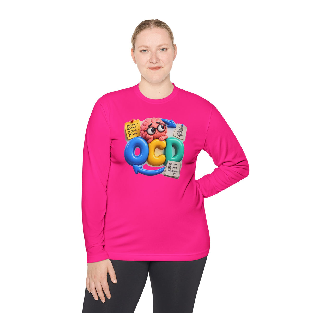 OCD Brain Cartoon Long Sleeve Tee - Cute Mental Health Awareness Shirt