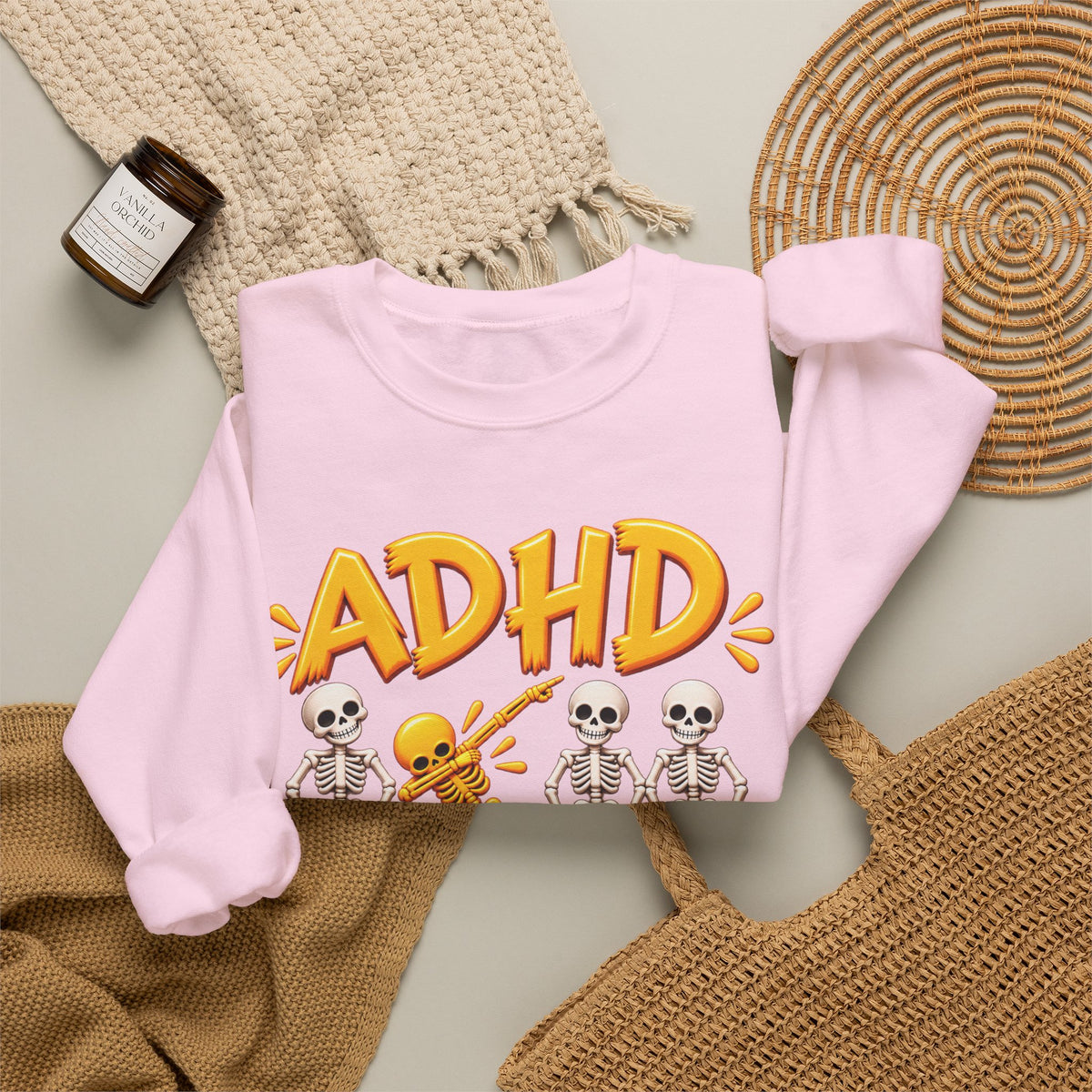 ADHD Skeleton Crewneck Sweatshirt - "Why fit in when you were born to stand out?"