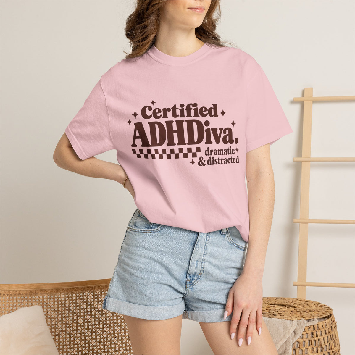 T-Shirt - "Certified ADHDiva: dramatic & distracted" Retro Graphic Tee
