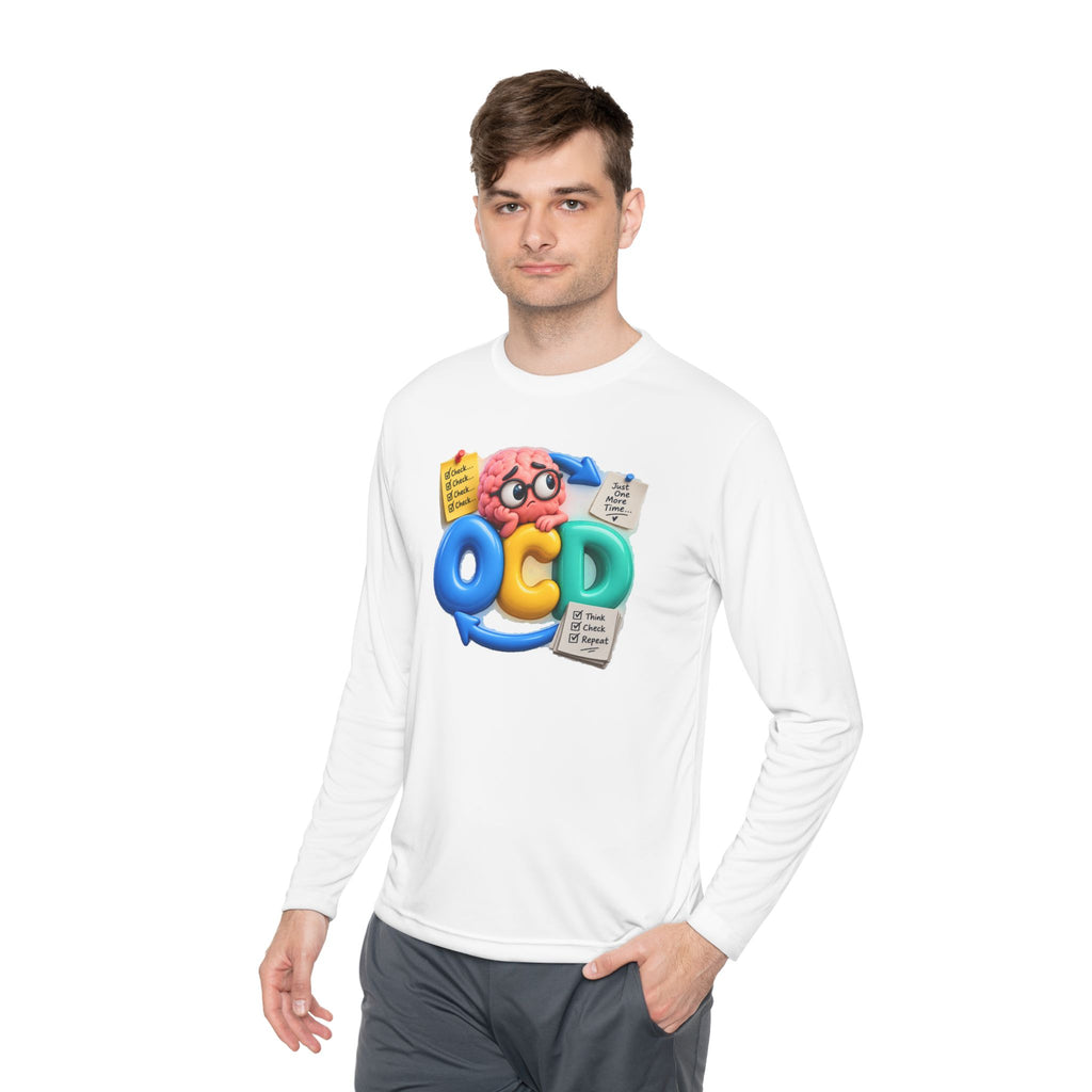 OCD Brain Cartoon Long Sleeve Tee - Cute Mental Health Awareness Shirt