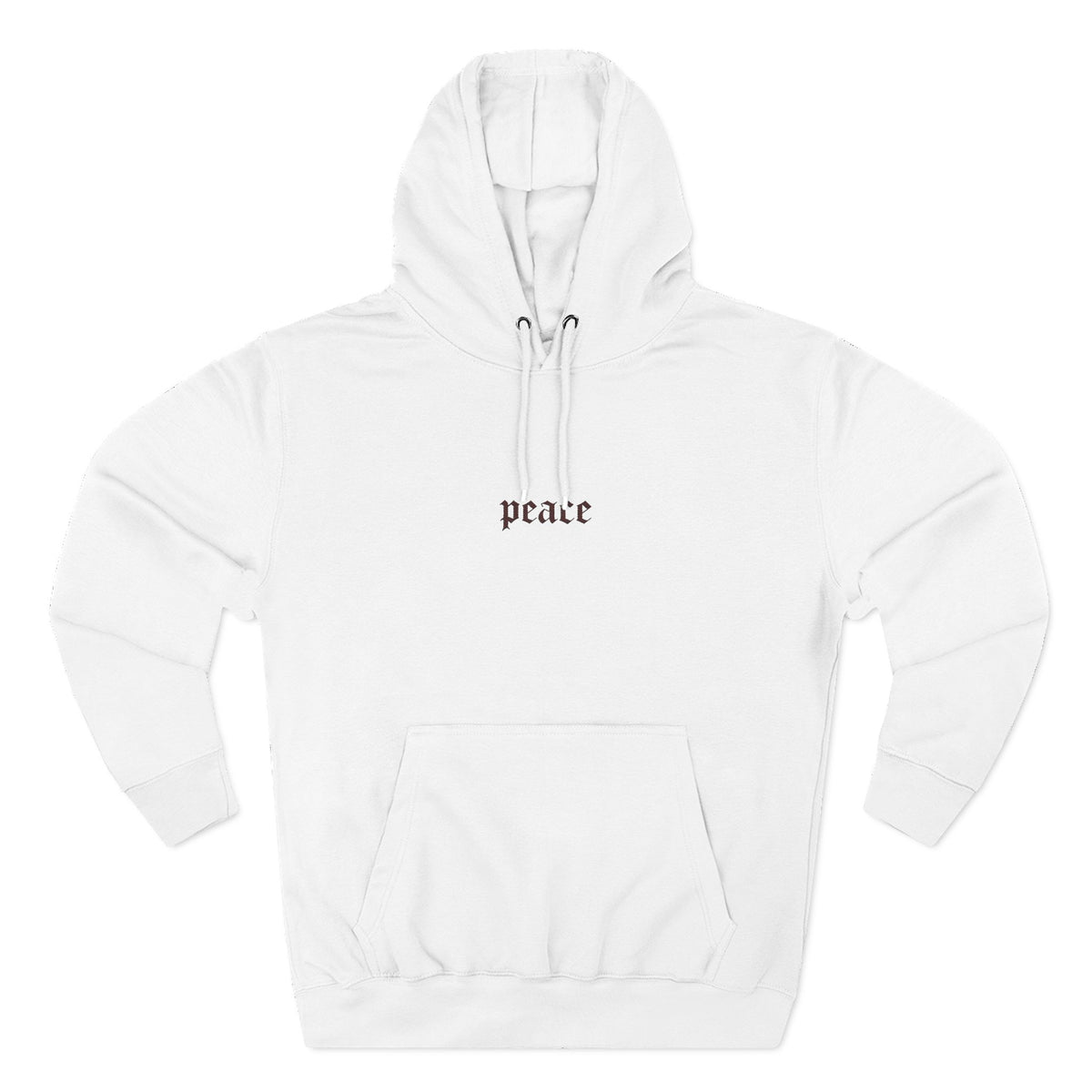 Peace Minimalist Hoodie - Small Gothic Text Chest Print