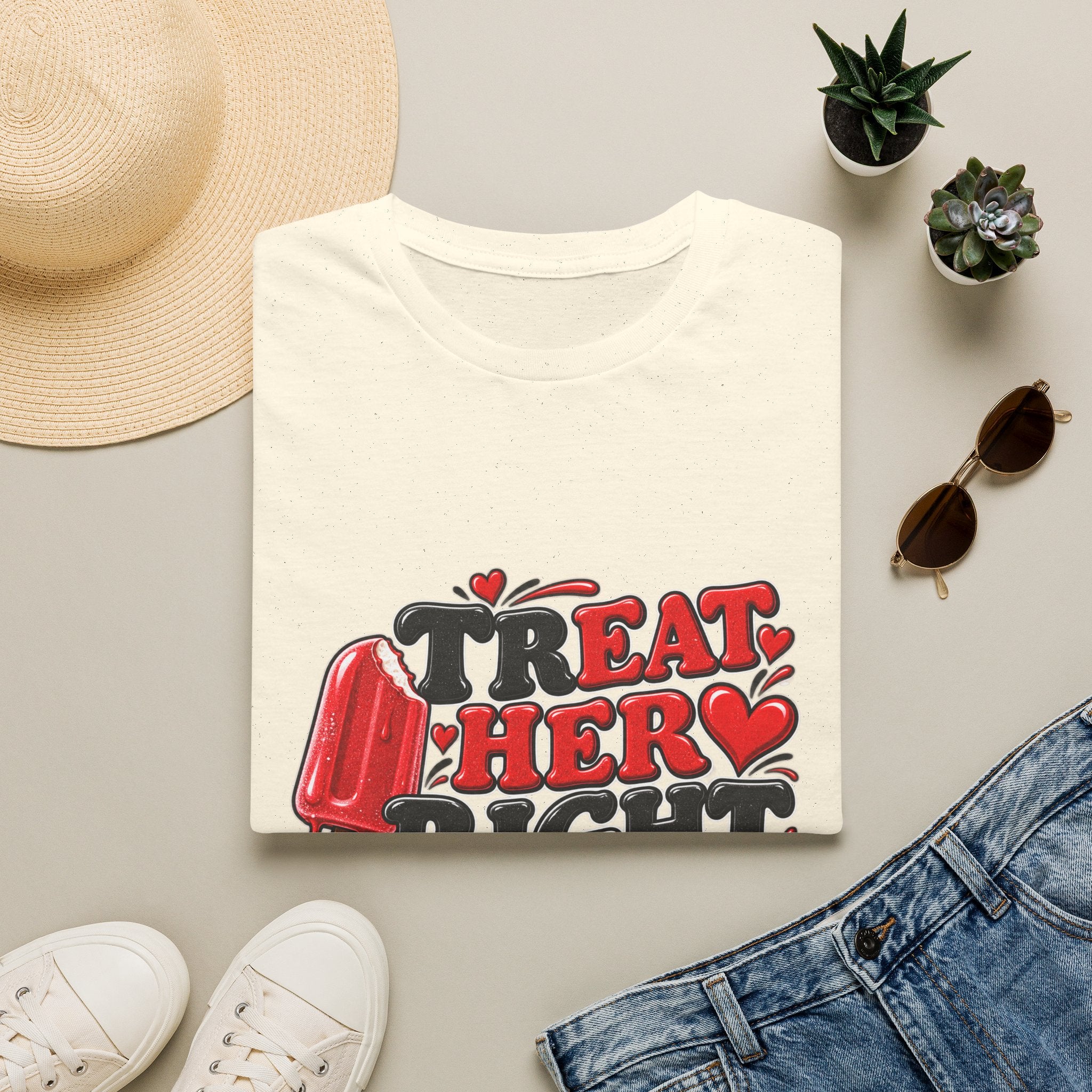 Treat Her Right T-Shirt — Retro Popsicle Valentine Graphic Tee