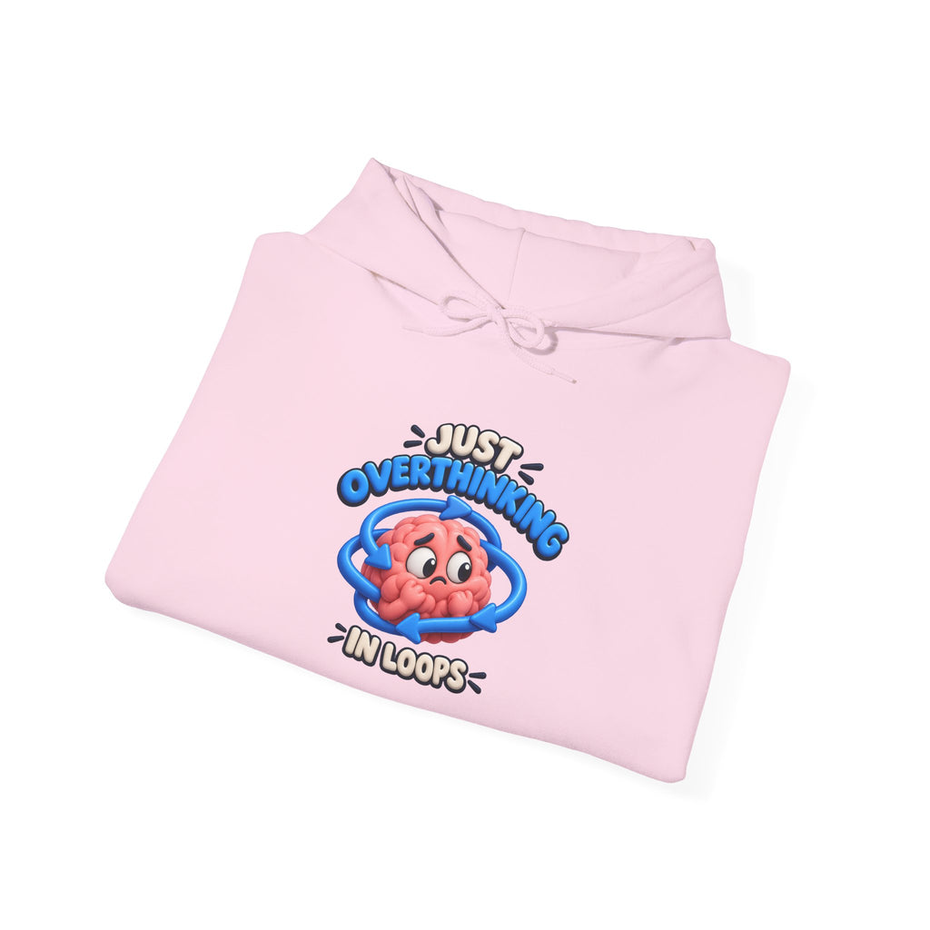 Overthinking Brain Hoodie - "Just Overthinking in Loops" Graphic Sweatshirt