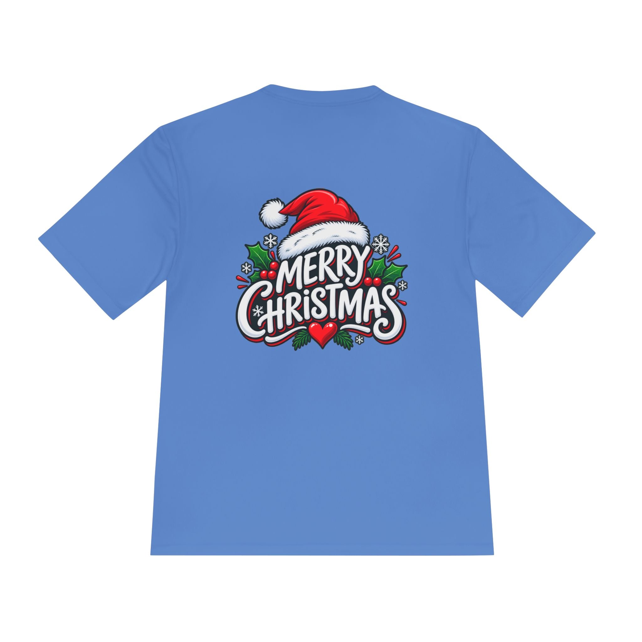 Merry Christmas Tee — Holiday Santa Hat Graphic Moisture-Wicking Shirt