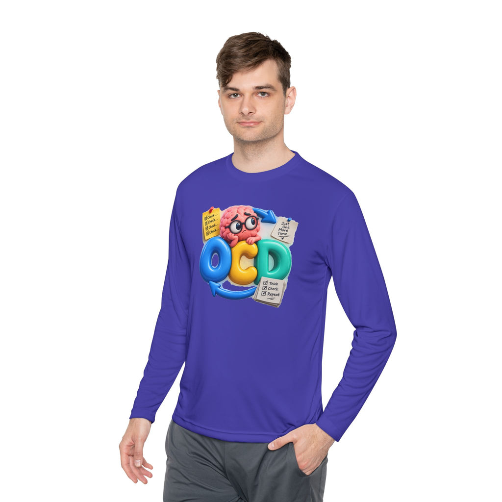 OCD Brain Cartoon Long Sleeve Tee - Cute Mental Health Awareness Shirt