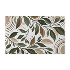 Washable Rug - Neutral Olive Green Leaf Pattern Indoor Doormat