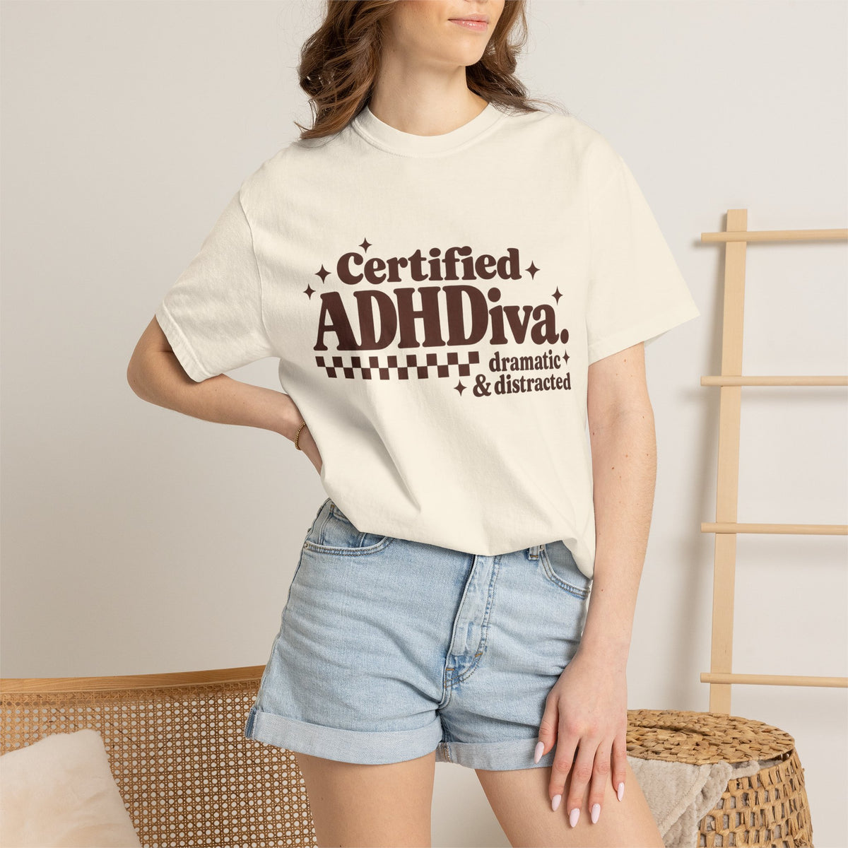 T-Shirt - "Certified ADHDiva: dramatic & distracted" Retro Graphic Tee