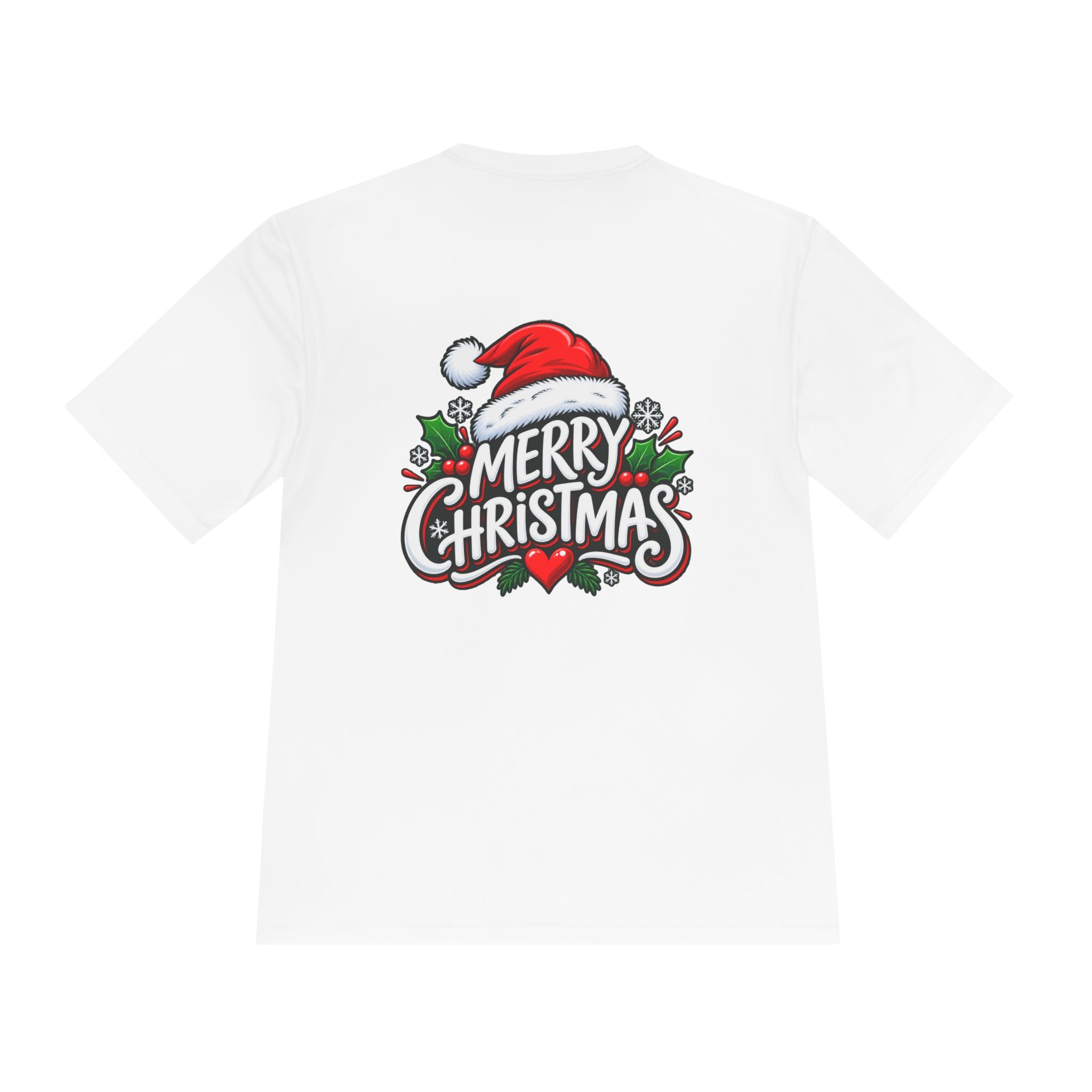 Merry Christmas Tee — Holiday Santa Hat Graphic Moisture-Wicking Shirt