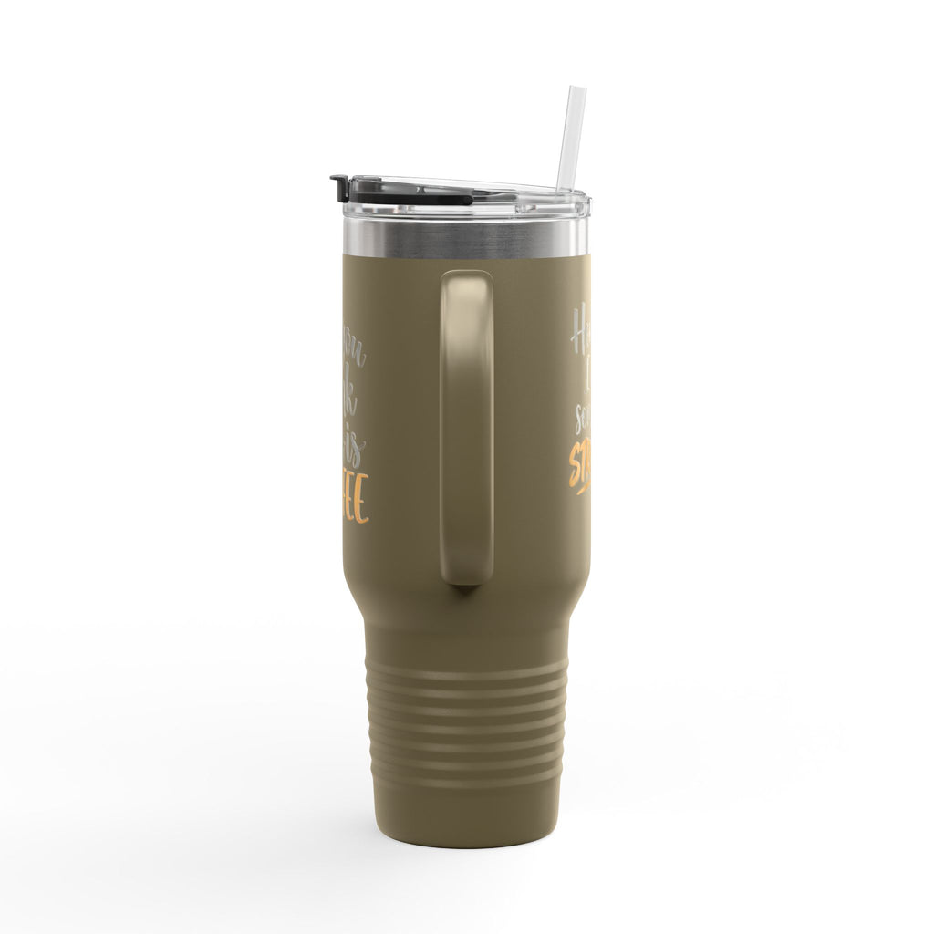 40oz Insulated Travel Mug - “I Bet You Think This Is Coffee” Funny Tumbler, Stainless Steel Thermal Cup with Handle & Straw