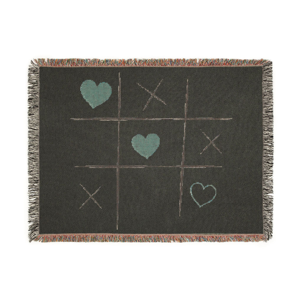 Tic-Tac-Love Woven Throw Blanket - Cozy Heart Tic-Tac-Toe Design