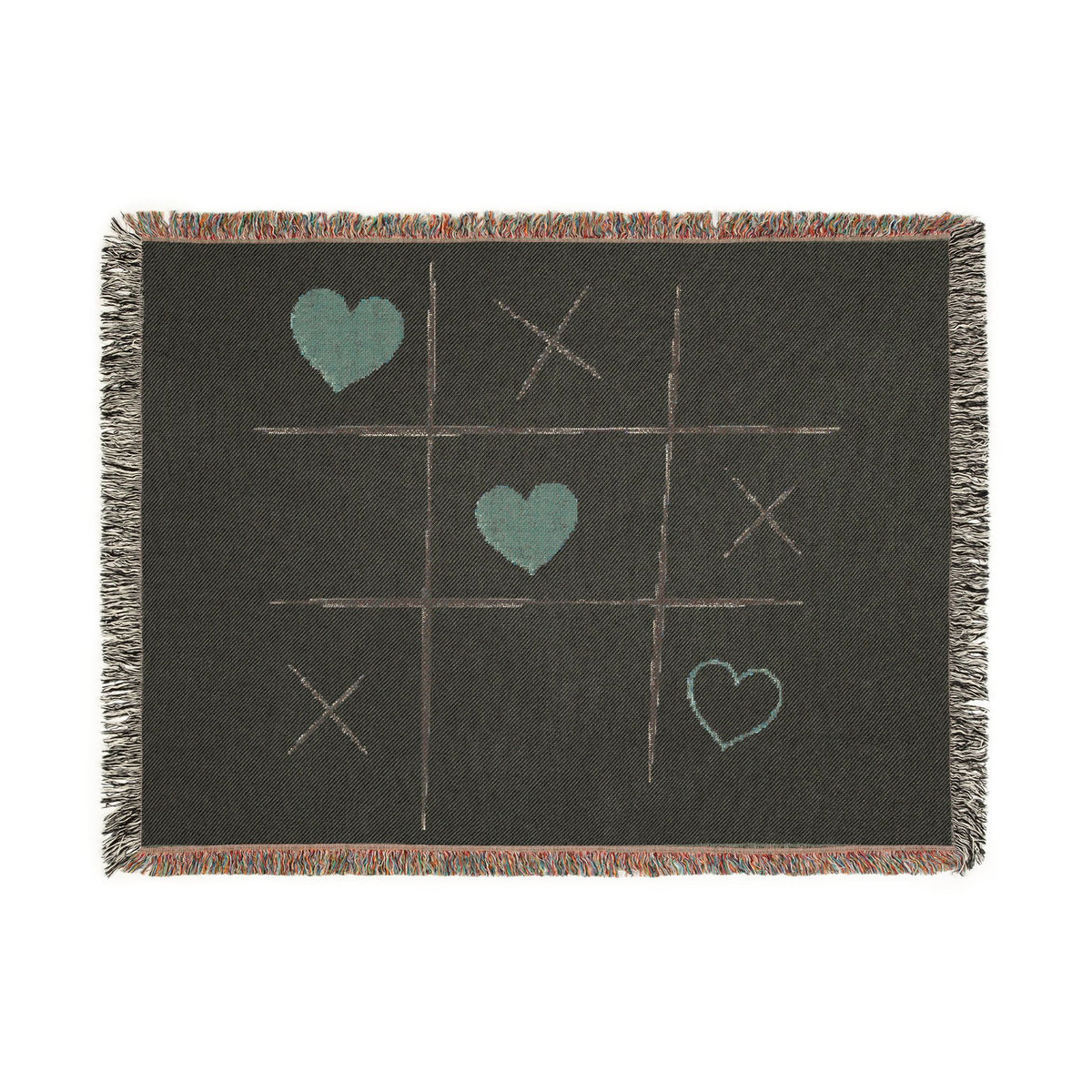 Tic-Tac-Love Woven Throw Blanket - Cozy Heart Tic-Tac-Toe Design