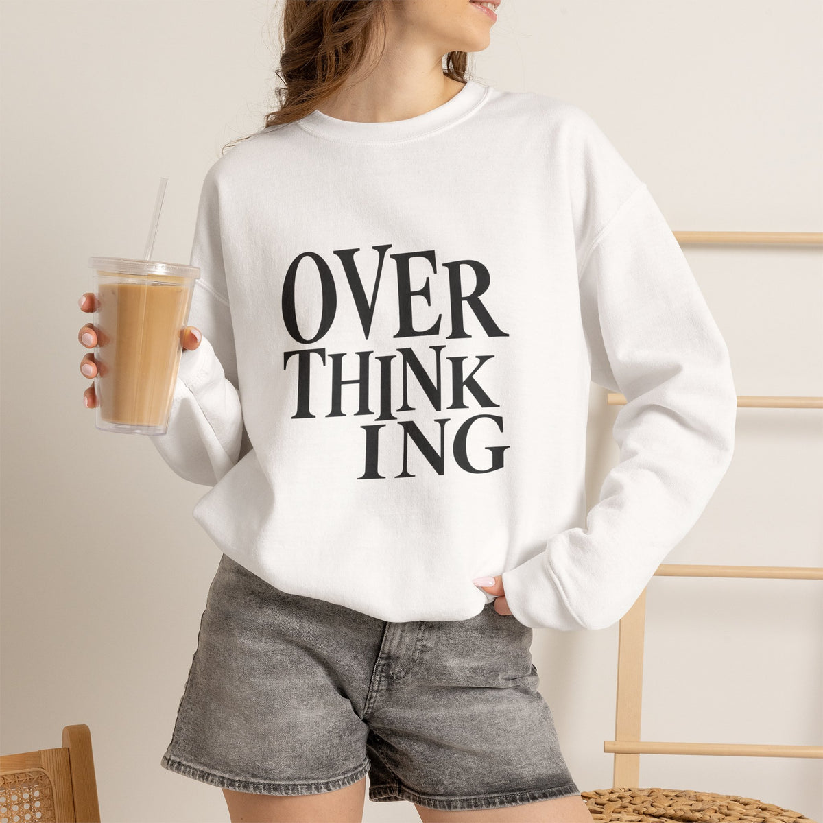 Overthinking Sweatshirt - Minimalist Anxiety Awareness Crewneck