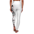 High-Waisted Yoga Leggings - Feminine Script & Pink Butterfly Motivational Design
