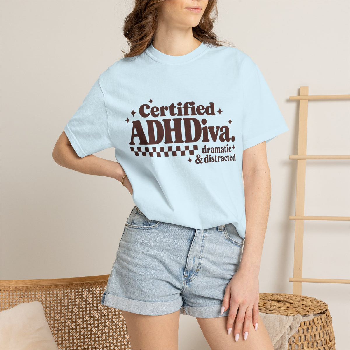 T-Shirt - "Certified ADHDiva: dramatic & distracted" Retro Graphic Tee