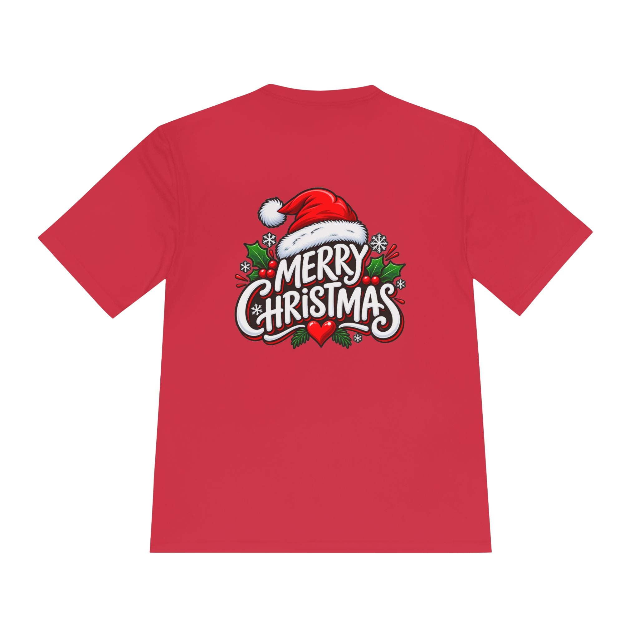 Merry Christmas Tee — Holiday Santa Hat Graphic Moisture-Wicking Shirt
