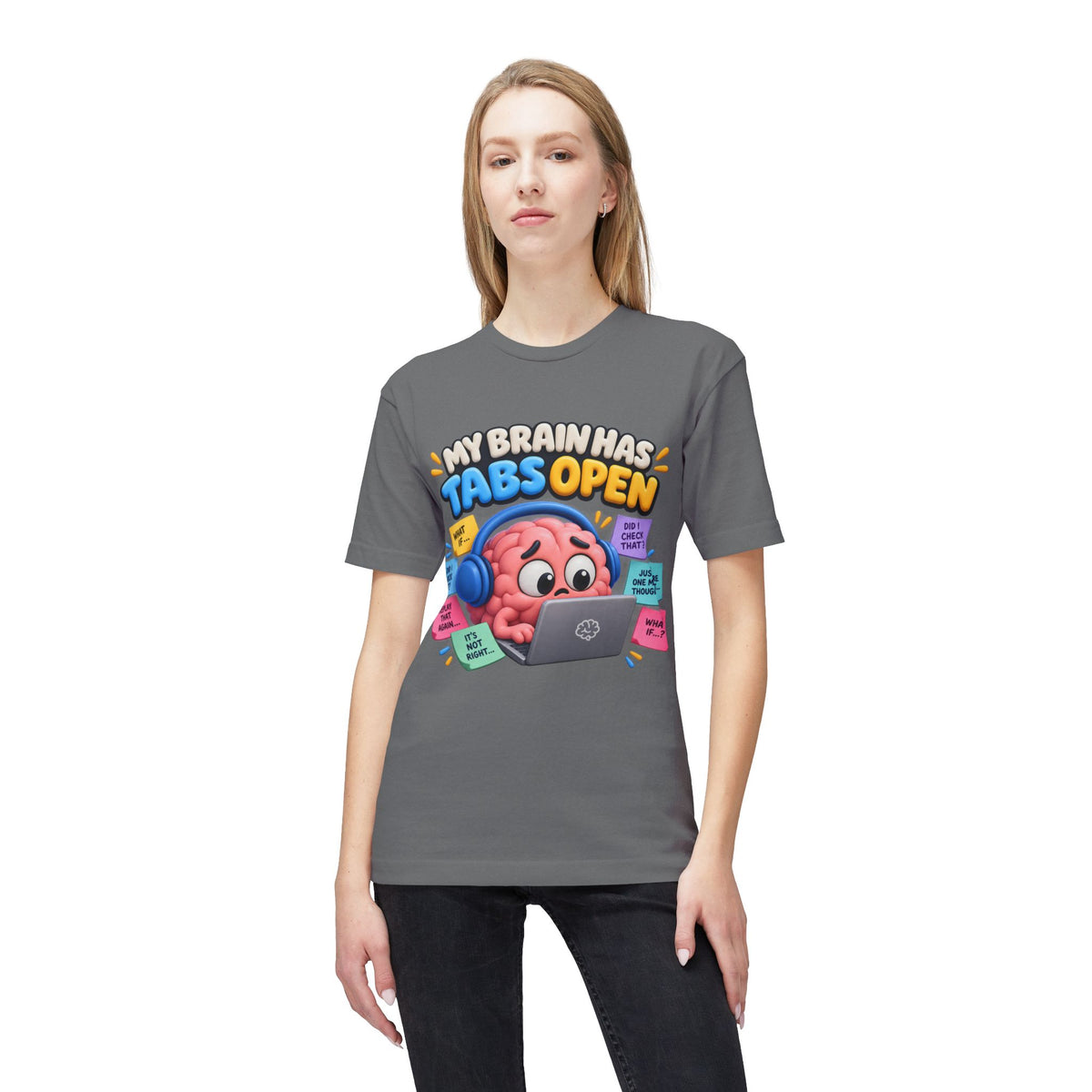 My Brain Has Tabs Open T-Shirt - Funny Multitasking Brain Laptop Tee