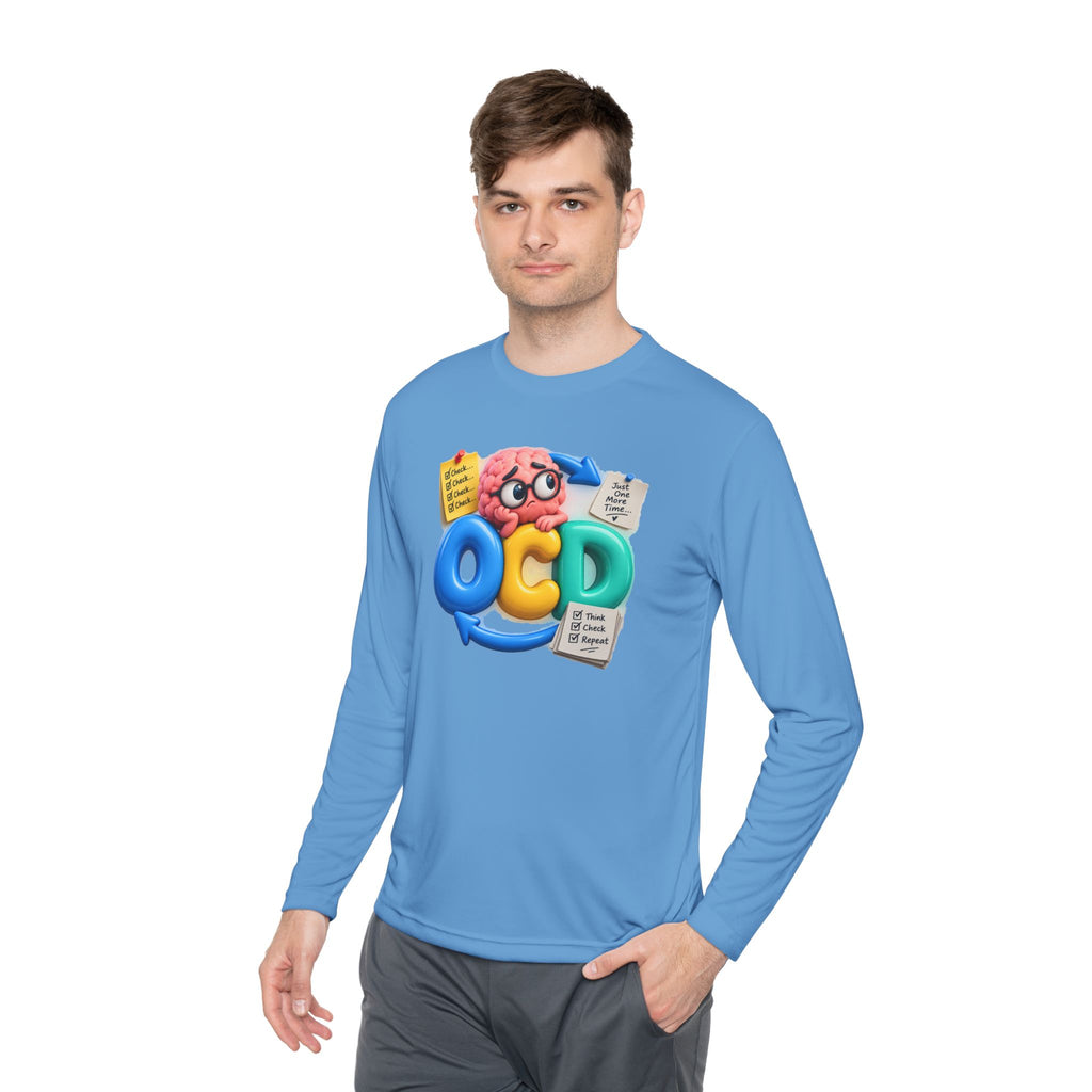 OCD Brain Cartoon Long Sleeve Tee - Cute Mental Health Awareness Shirt