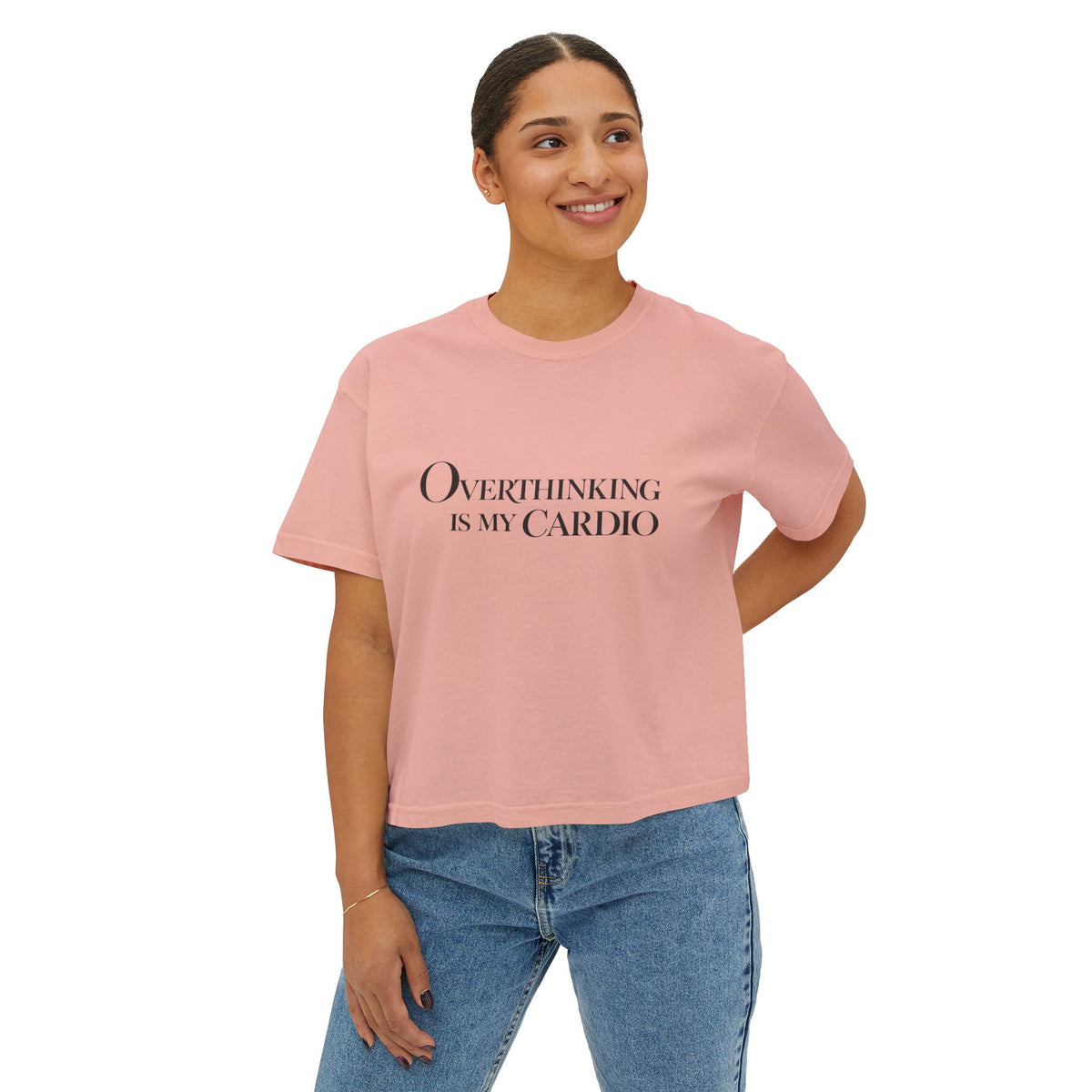 Overthinking Is My Cardio Boxy Tee - Women's Graphic Crop T-Shirt