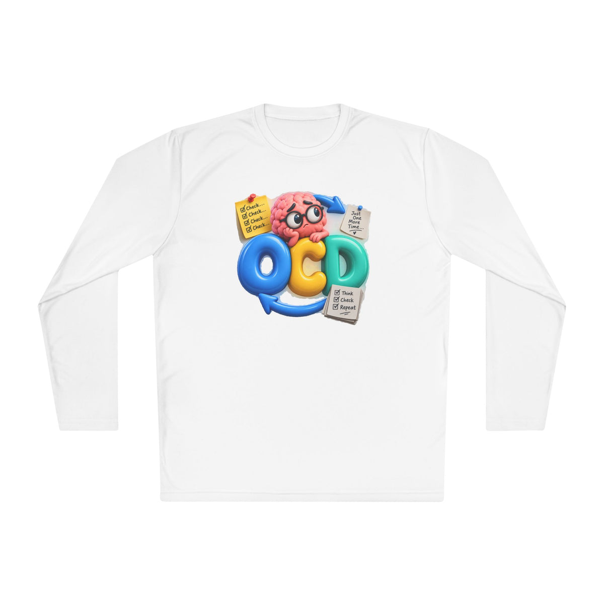 OCD Brain Cartoon Long Sleeve Tee - Cute Mental Health Awareness Shirt