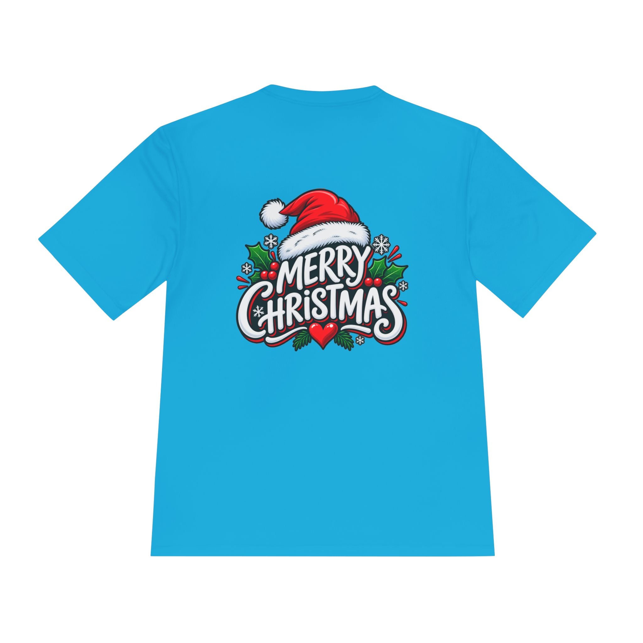 Merry Christmas Tee — Holiday Santa Hat Graphic Moisture-Wicking Shirt