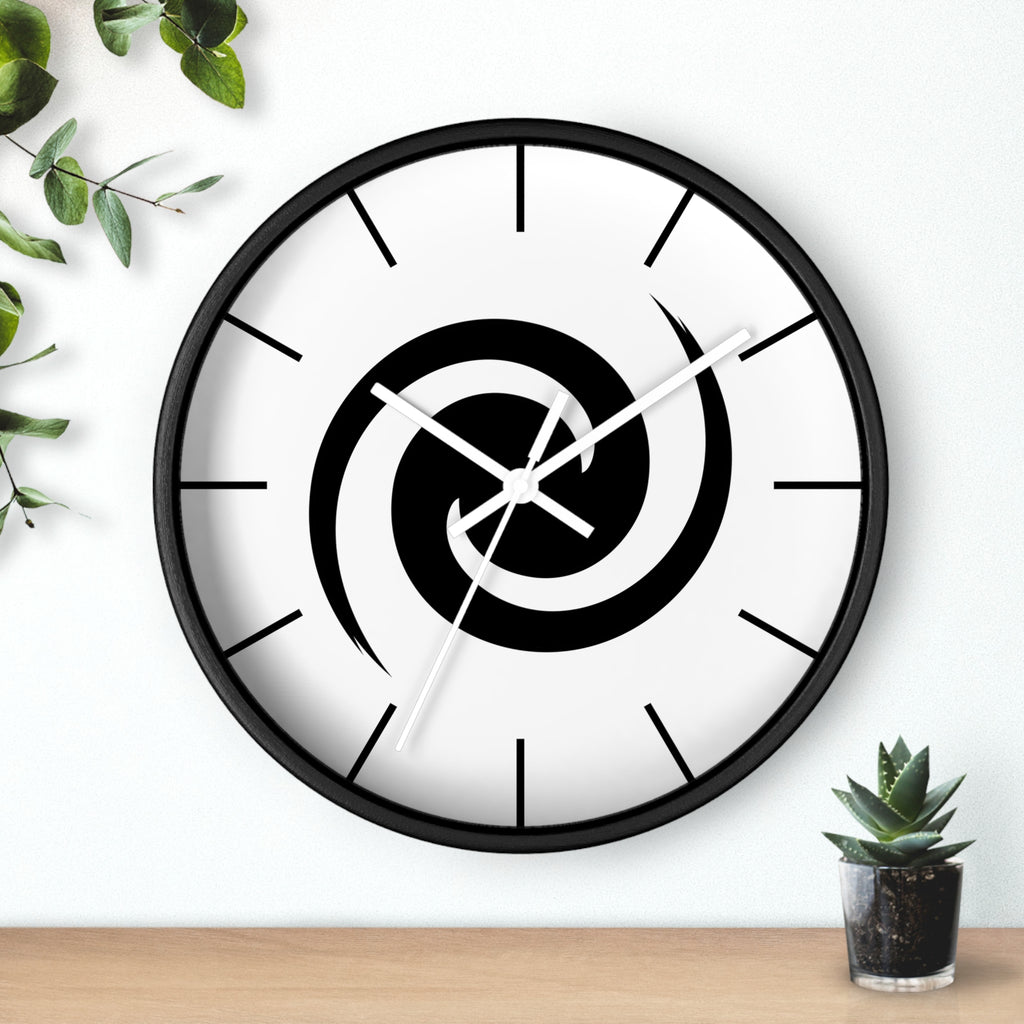 Personalized Minimalist Spiral Wall Clock - Modern Black Swirl Home Decor