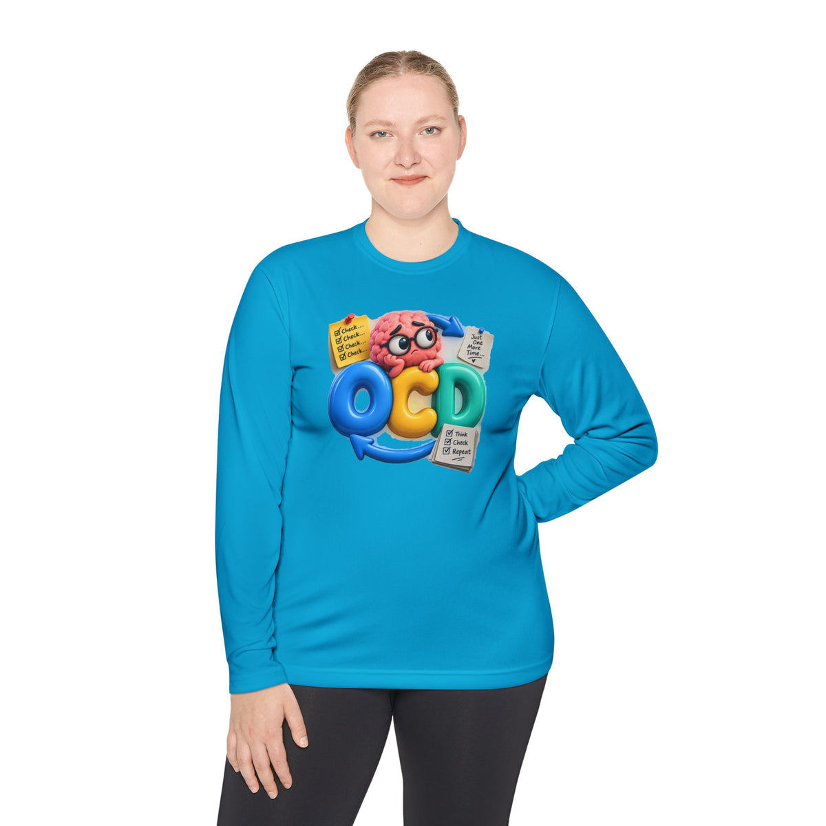 OCD Brain Cartoon Long Sleeve Tee - Cute Mental Health Awareness Shirt
