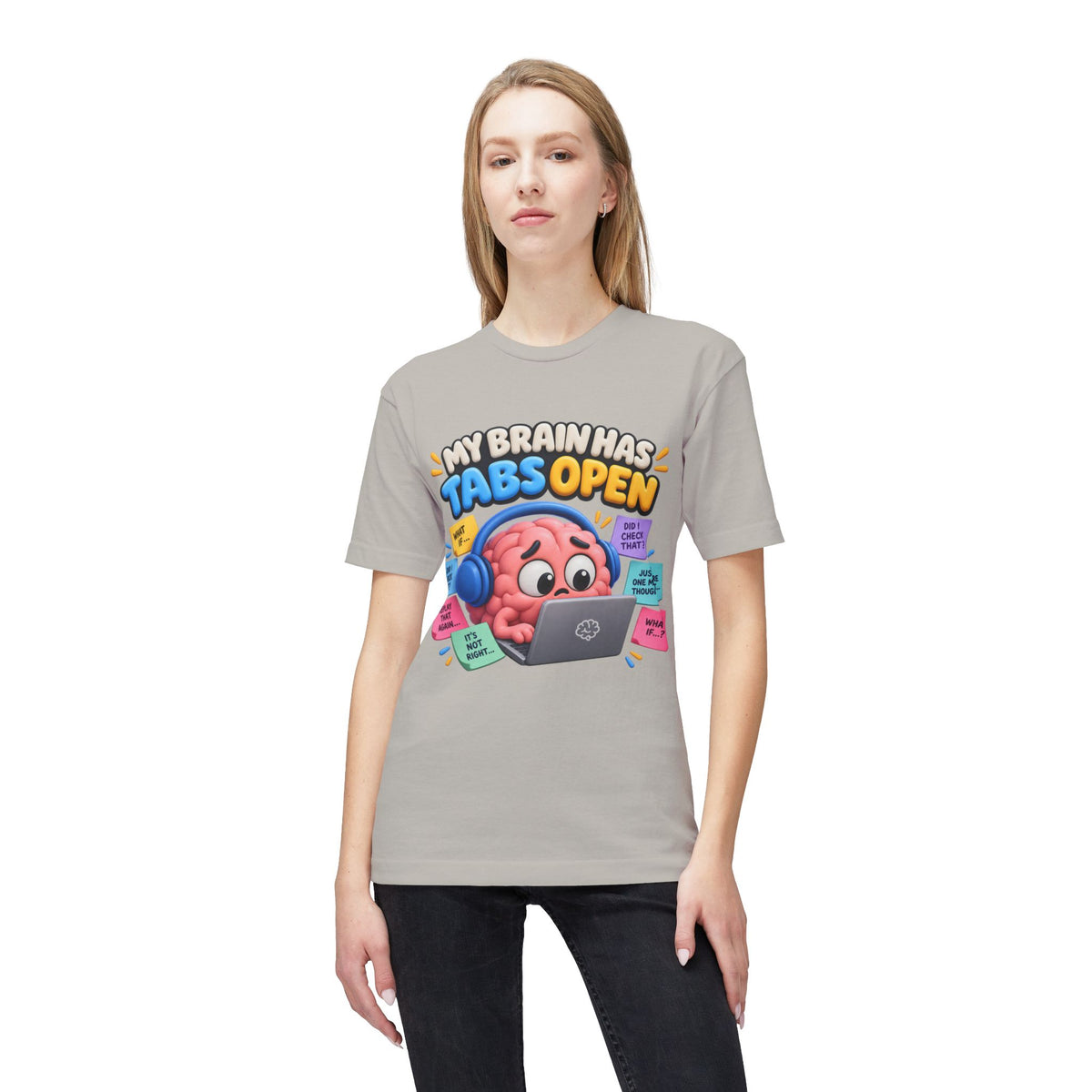 My Brain Has Tabs Open T-Shirt - Funny Multitasking Brain Laptop Tee