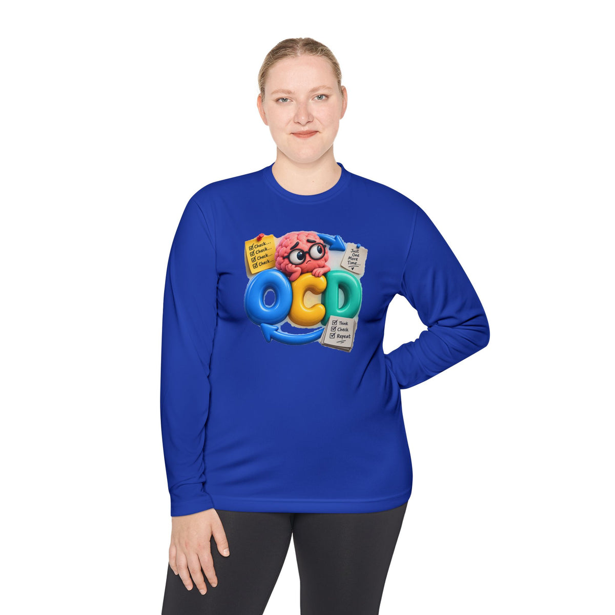 OCD Brain Cartoon Long Sleeve Tee - Cute Mental Health Awareness Shirt