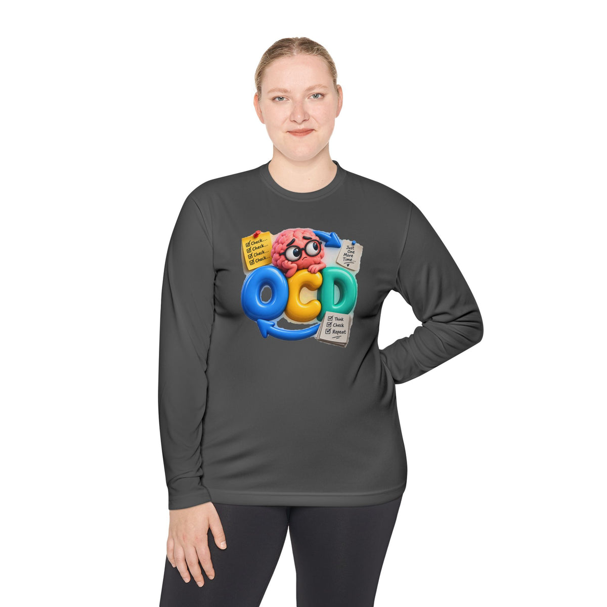 OCD Brain Cartoon Long Sleeve Tee - Cute Mental Health Awareness Shirt