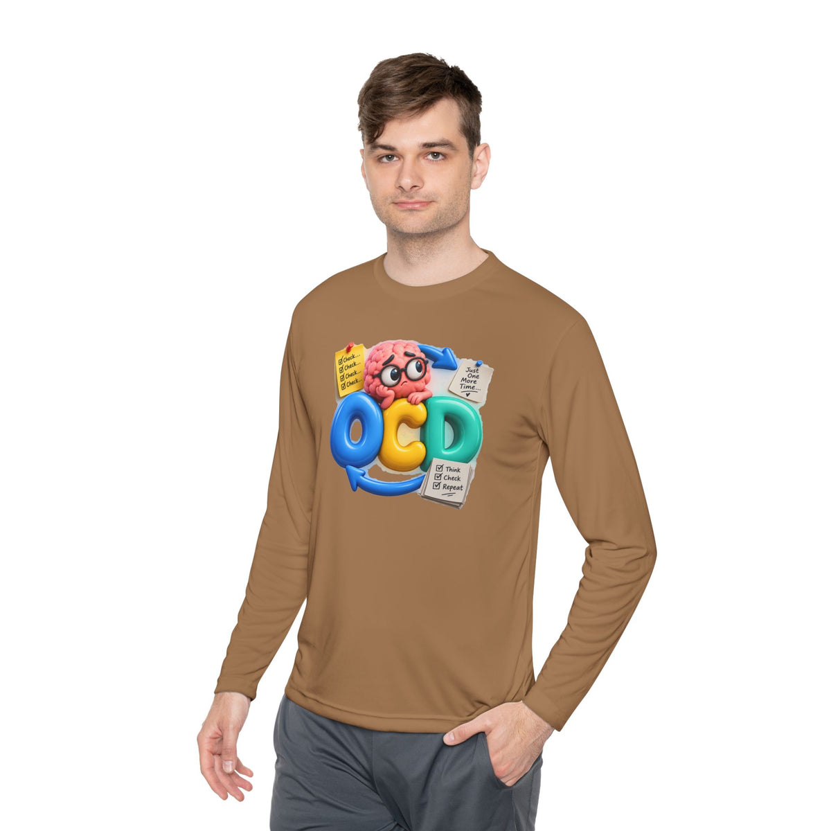 OCD Brain Cartoon Long Sleeve Tee - Cute Mental Health Awareness Shirt