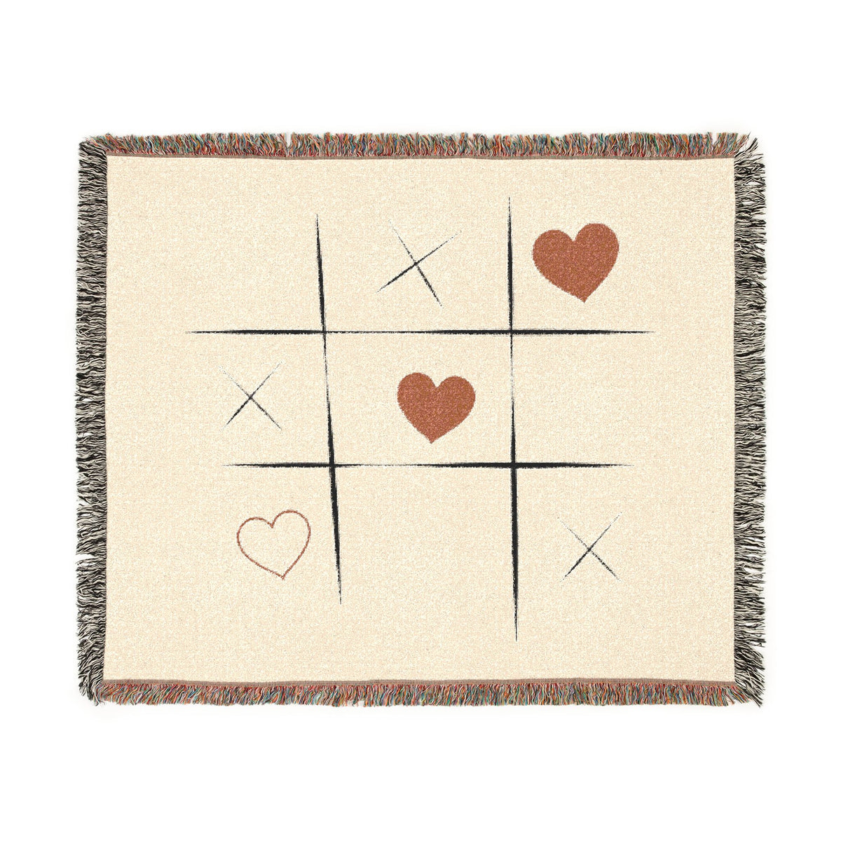 Tic-Tac-Love Woven Throw Blanket - Cozy Heart Tic-Tac-Toe Design