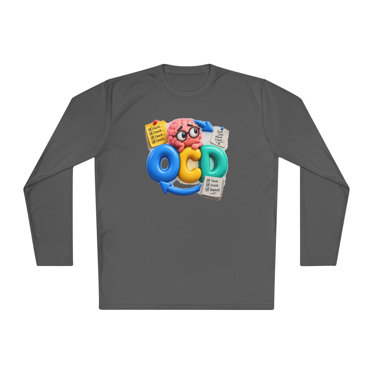 OCD Brain Cartoon Long Sleeve Tee - Cute Mental Health Awareness Shirt