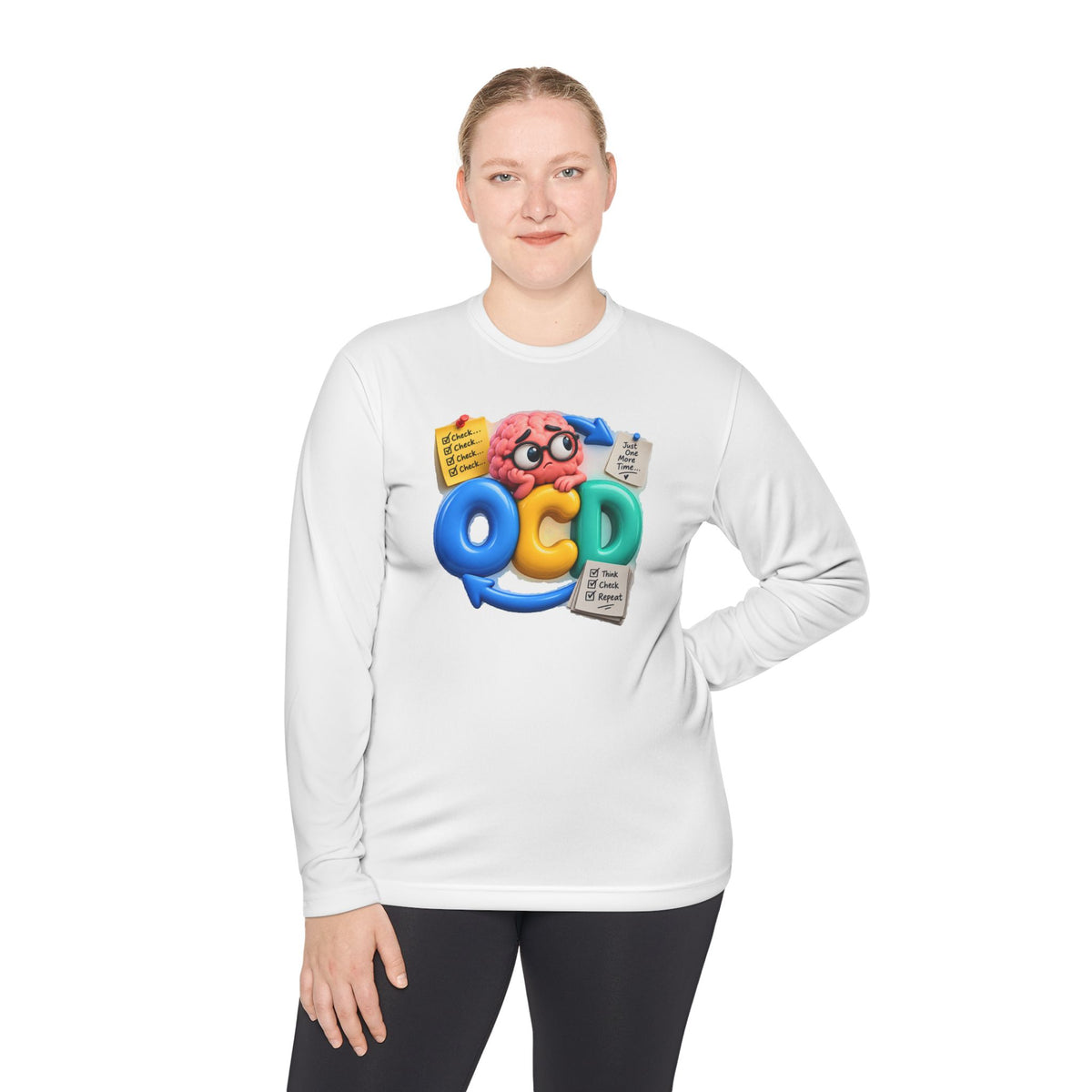 OCD Brain Cartoon Long Sleeve Tee - Cute Mental Health Awareness Shirt