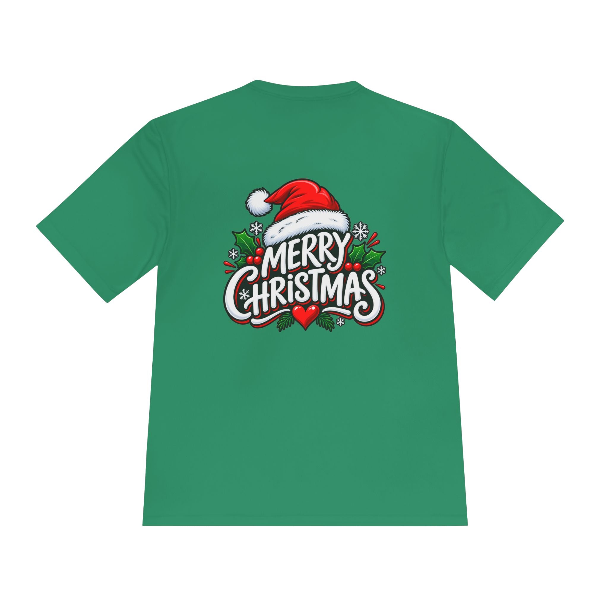 Merry Christmas Tee — Holiday Santa Hat Graphic Moisture-Wicking Shirt