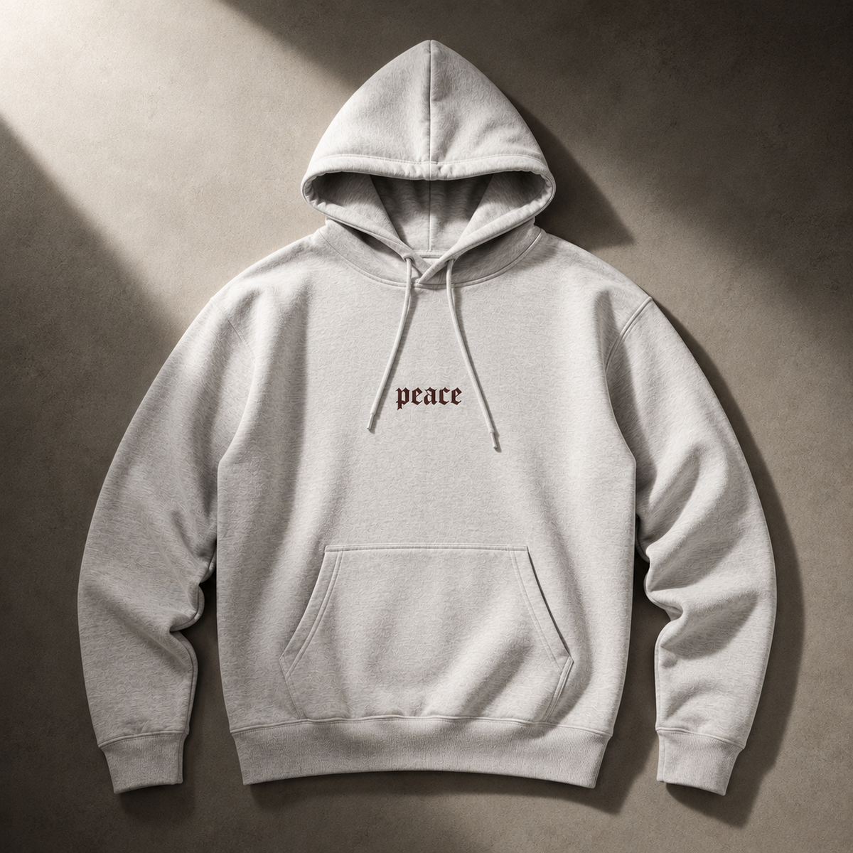 Peace Minimalist Hoodie - Small Gothic Text Chest Print