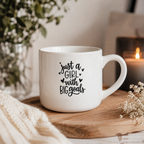 25oz Ceramic Latte Mug | “Just a Girl With Big Goals” Inspirational Mug