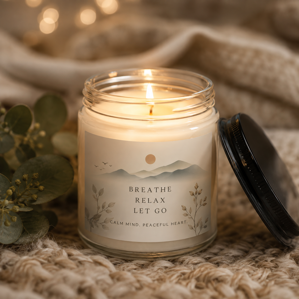 Soy Candle - "Breathe Relax Let Go" Aromatherapy Candle (4oz & 9oz)