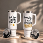 40oz Insulated Travel Mug - “I Bet You Think This Is Coffee” Funny Tumbler, Stainless Steel Thermal Cup with Handle & Straw