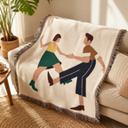 Woven Blanket - Retro Swing Dance Couple Throw Blanket