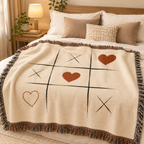 Tic-Tac-Love Woven Throw Blanket - Cozy Heart Tic-Tac-Toe Design