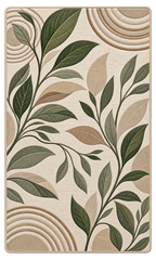 Washable Rug - Neutral Olive Green Leaf Pattern Indoor Doormat
