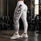 High-Waisted Yoga Leggings - Feminine Script & Pink Butterfly Motivational Design