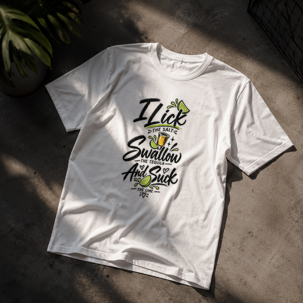 Graphic Tee - "I Lick the Salt, Swallow the Tequila and Suck the Lime" Funny Margarita Shirt