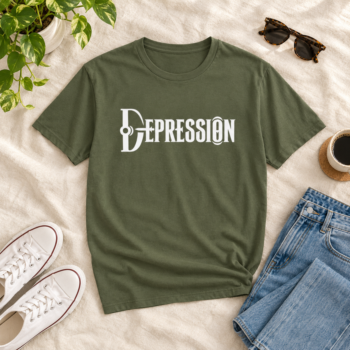 Depression Awareness T-Shirt - Stylized Keyhole Typography