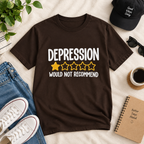 Depression 1-Star Tee - "Depression Would Not Recommend" Mental Health Humor T-Shirt