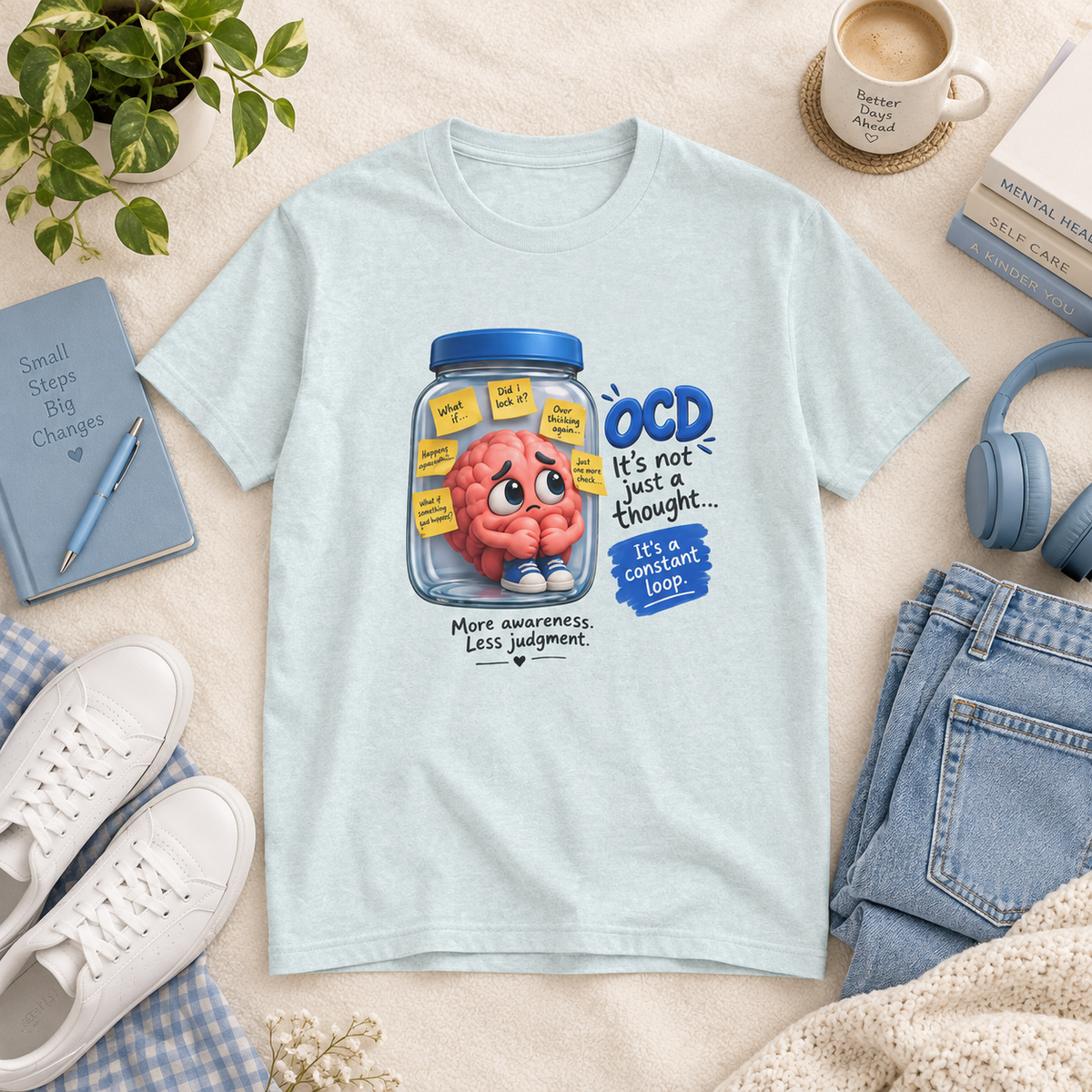 OCD Awareness T-Shirt - "It’s Not Just a Thought… It’s a Constant Loop" Brain in a Jar Design
